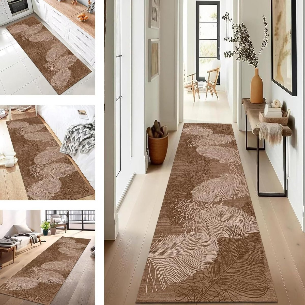 Wasbaar Antislip Karpet Runner Abstract Polyester, Rechthoekig Tapijt voor Keuken, Gang, Slaapkamer of Kinderkamer