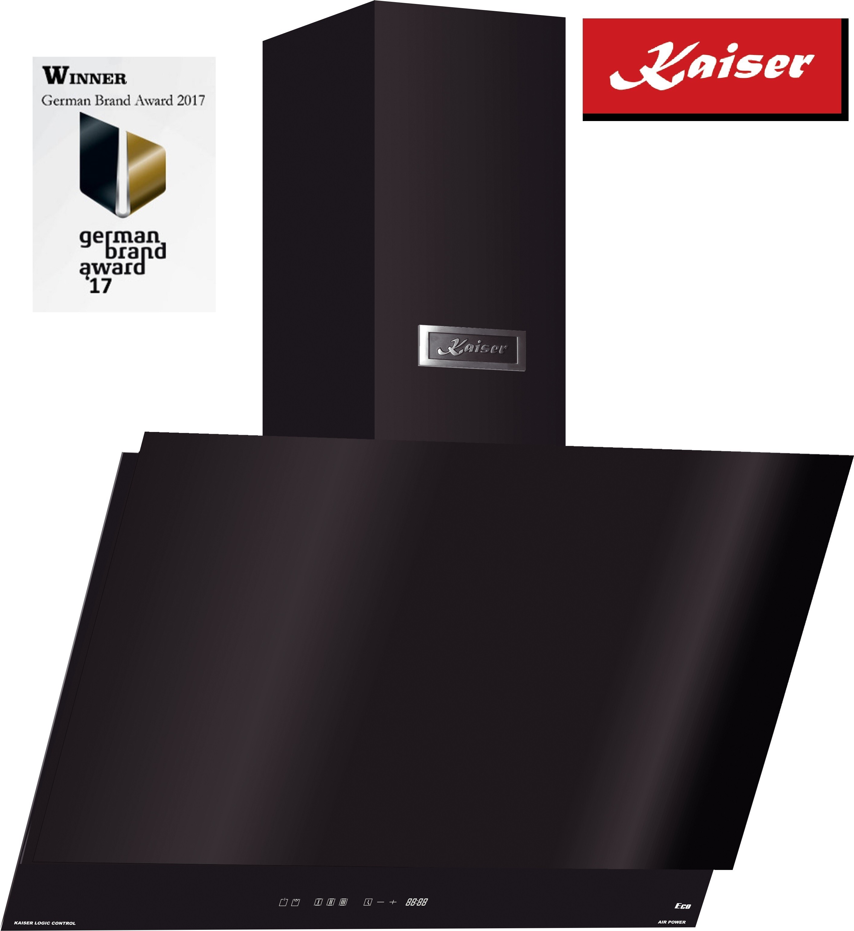 Kaiser AT 7410 F ECO Dunstabzugshaube 70cm kopffrei Wandhaube Schwarzglas 1250m³/h