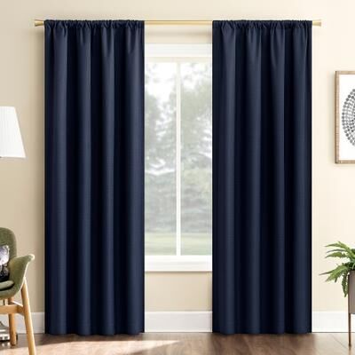 Sun Zero Karina Textured Blackout Rod Pocket 1-Piece Curtain Panel, Single Panel