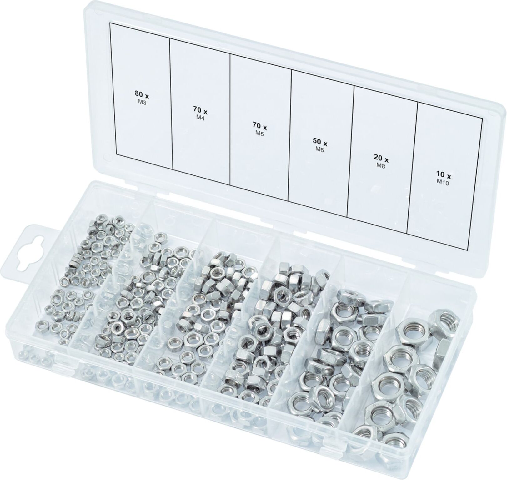KS Tools Sortiment EDELSTAHL Muttern, metrisch, 300-teilig (970.0450)