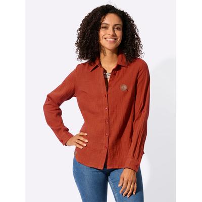 Langarmbluse CASUAL LOOKS, Damen, Gr. 40, rot (rostrot), 100% Baumwolle, unifarben, Blusen