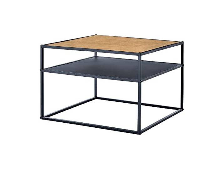 [en.casa] Beistelltisch Quinisut 40 x 55 x 55 cm Sofatisch mit unterer Ablage Wohnzimmertisch Metallgestell Holz-Optik/Schwarz