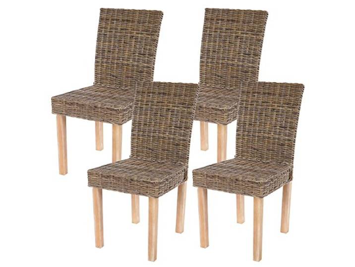 Mendler 4er-Set Esszimmerstuhl Littau-AM, Kubu-Rattan Korbstuhl, Stuhl, Küchenstuhl