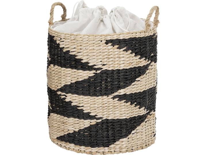 Wäschekorb Sian Schwarz/Braun Naturfaser 40 cm 50 cm - Farbe: natur/schwarz - Material: Binsen