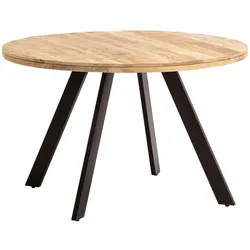 ESSZIMMERTISCH – Rund Mango Massivholz 120x120x76 cm Metallbeine