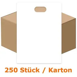 Griffloch Tragetasche LDPE weiß 250 Stück Karton LDPE-feste COEX Qualität 50 my doppelwandig