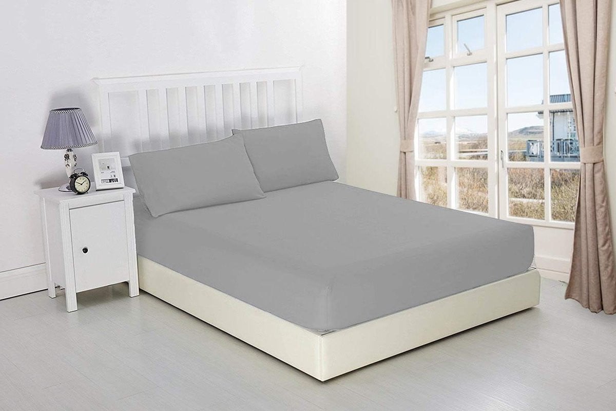 Zilver Hoeslaken Perkal Matras Overtrek met Extra Diepe Rand 90x190 cm