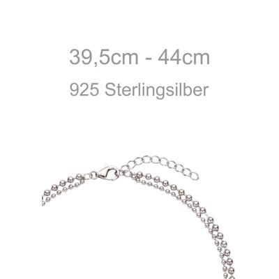 Kette ohne Anhänger JOBO "Halskette Kugelkette Layering", silber (silber 925), Halsketten, Damen, Silber 925 (Sterlingsilber), L: 44, 925 Silber 44 cm