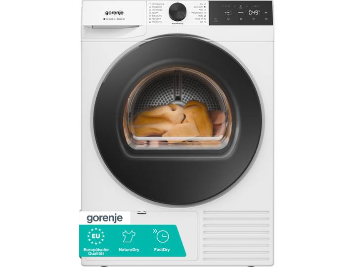 GORENJE Wärmepumpentrockner D5G49D , Energieeffizienz: D, weiß, B:60cm H:85cm T:62,5cm, Trockner, NatureDry Schonung, FastDry 49, Knitterschutz, Wärmepumpentrockner