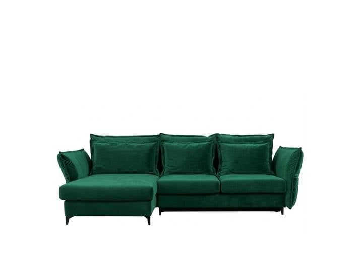 Canapé 3 places velours angle gauche vert malachite