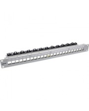 InLine Patchfeld 24-fach Keystone Leerblech Patchpanel 19" 1HE lichtgrau (76824O)
