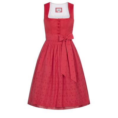 Dirndl NÜBLER "Midi Dirndl Babette", Damen, Gr. 50, EURO, rot, Obermaterial: 100% Polyester PES., Kleider