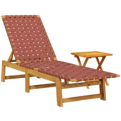 vidaXL Sonnenliege mit Tisch Rot Massivholz Akazie und Stoff