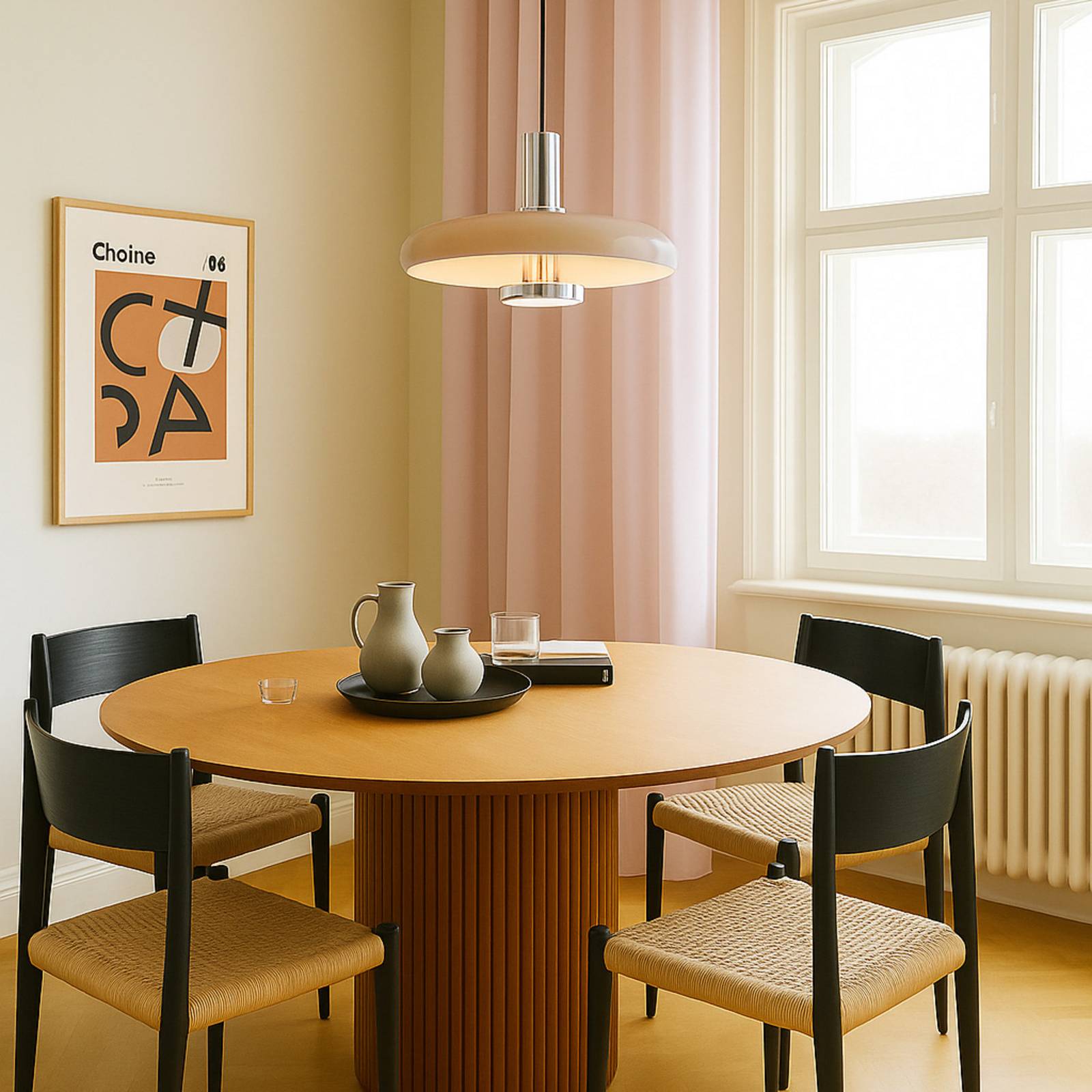 Pendant Light Branford Lindby, dimmable, Cream / amber, Living / Dining Room, metal, Vintage, Ceiling Light