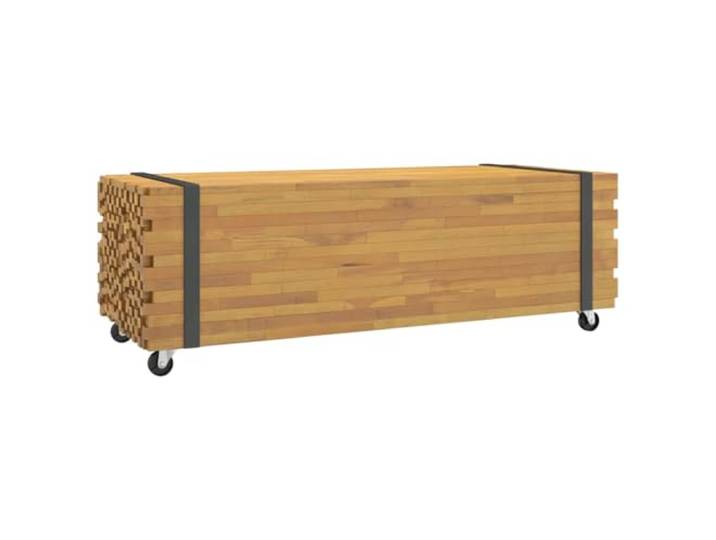 Couchtisch 110x45x35cm Massivholz Teak Massives Teakholz, 4 Rollen, Tischplatte für Dekorationen, Alben und kleine Pflanzen, Wohnzimmer und Schlafzimmer