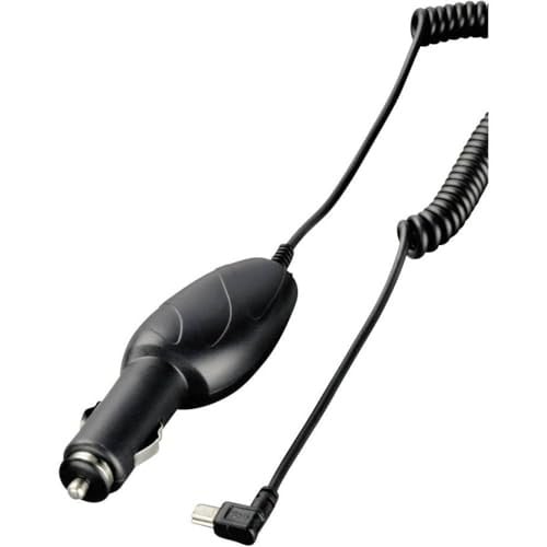 Hama Mini USB autolaadkabel voor sigarettenaansteker-bus met LED-radioweergave en spiraalkabel, zwart