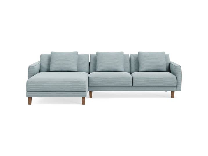 Ecksofa Avena Stoff/Holzfuss walnuss Aqua B 278 T 163 cm - Möbel Konfigurator: Traummöbel individuell zusammenstellen