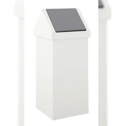 PROREGAL Eckiger Aluminium Abfallbehälter Haiti mit Swingdeckel | 55 Liter, HxBxT 77x30x30cm | Weiß