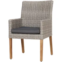 OUTFLEXX Kota Landhaussessel, grau-meliert, Alu/Akazie/Polyrattan, 60x65x94 cm, inkl. Auflagen, FSC®-zertifiziertes Produkt