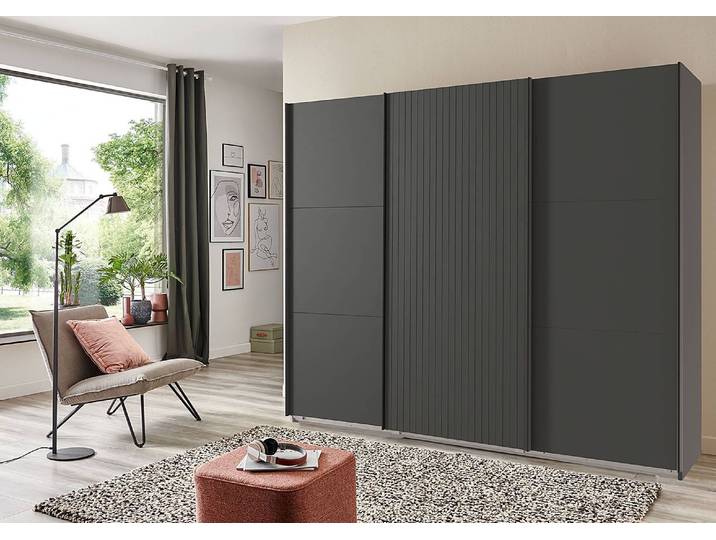 Schwebetürenschrank Andorra 300cm Grau/Graphit