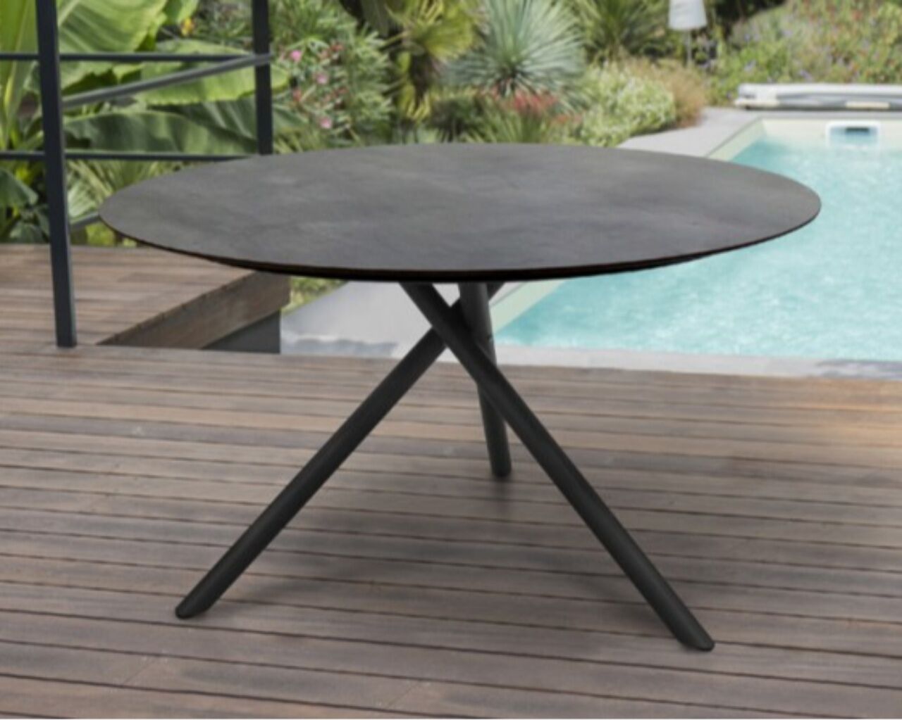 Paris Garden Table de jardin ronde PILAT 129cm en aluminium gris anthracite DCB Garden