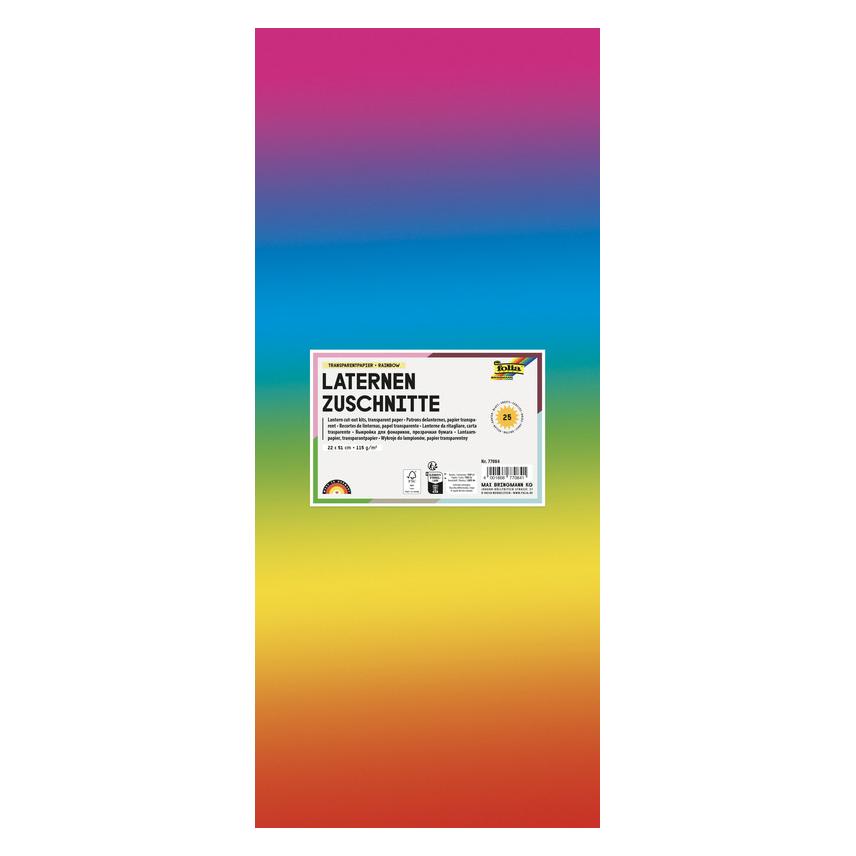 Folia Regenbogen-Transparentpapierzuschnitte, 220 x 510 mm (115 g/m², 25x) (77084)