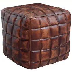 KADIMA DESIGN Sitzwürfel Echtleder braun 39 x 41 x 39 cm Ottomane Wohnzimmer, Design Pouf Hocker orientalisch, Polster Sitzhocker edel, Orient Beinablage Sofa,