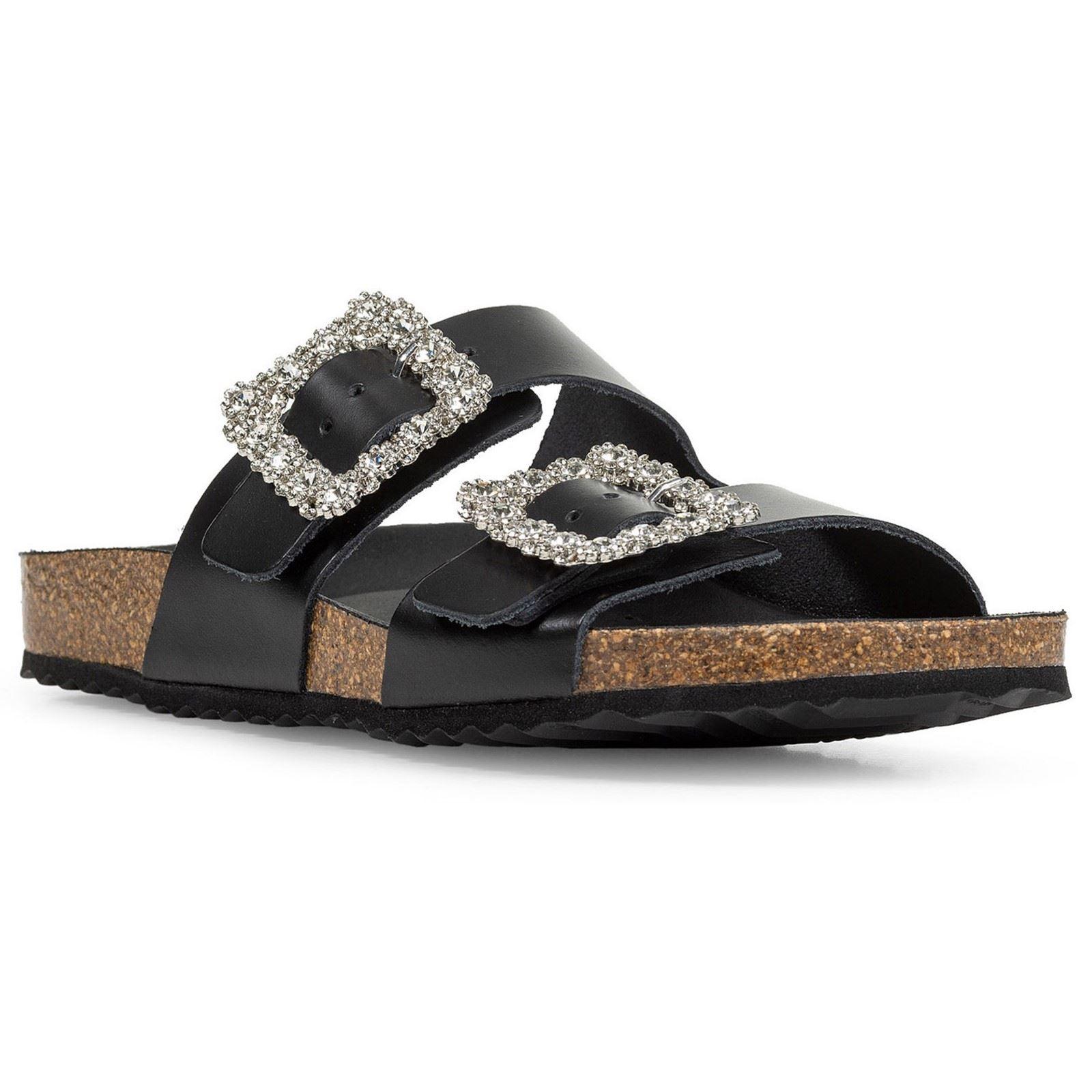 Geox D BRIONIA R Leren Dames Zwarte Sandalen