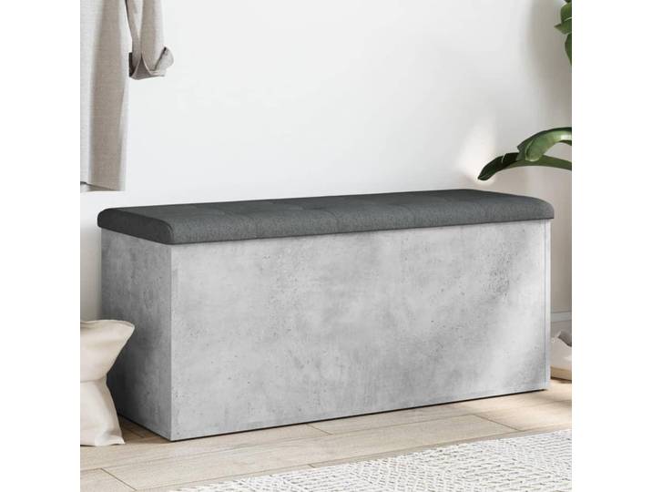 vidaXL Sitzbank Mit Stauraum Betongrau 102/42/45 Cm Holzwerkstoff, Grau, Rechteckig, 102x45x42 cm, Esszimmer, Bänke, Sitzbänke