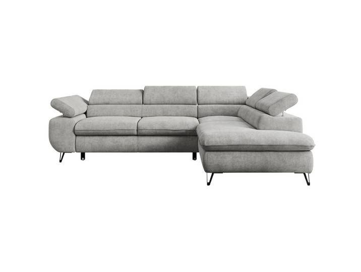 ECKSOFA PETER L Hellgrau Struktur - Rechts Seite