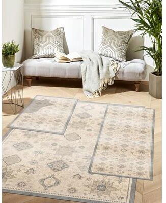 Paris Washable Rug Set 3pc by BrylaneHome in Beige Multi