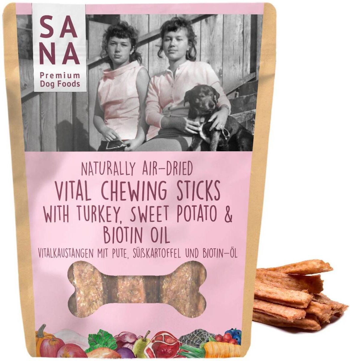 Sanadog Stick di Tacchino da Masticare con Biotina e Olio di Lino 150 g Snack per Cani