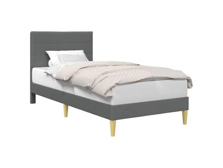 KKgypkn Dunkelgrauer Bettrahmen mit Kopfteil 90x190 cm, Stoffpolsterung, modernes Design mit gedrehten Beinen, Stabiler Sperrholzrahmen