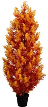 Nearly Natural 4-ft UV Resistant Autumn Artificial Fall Cedar Tree (Indoor/Outdoor) - Green