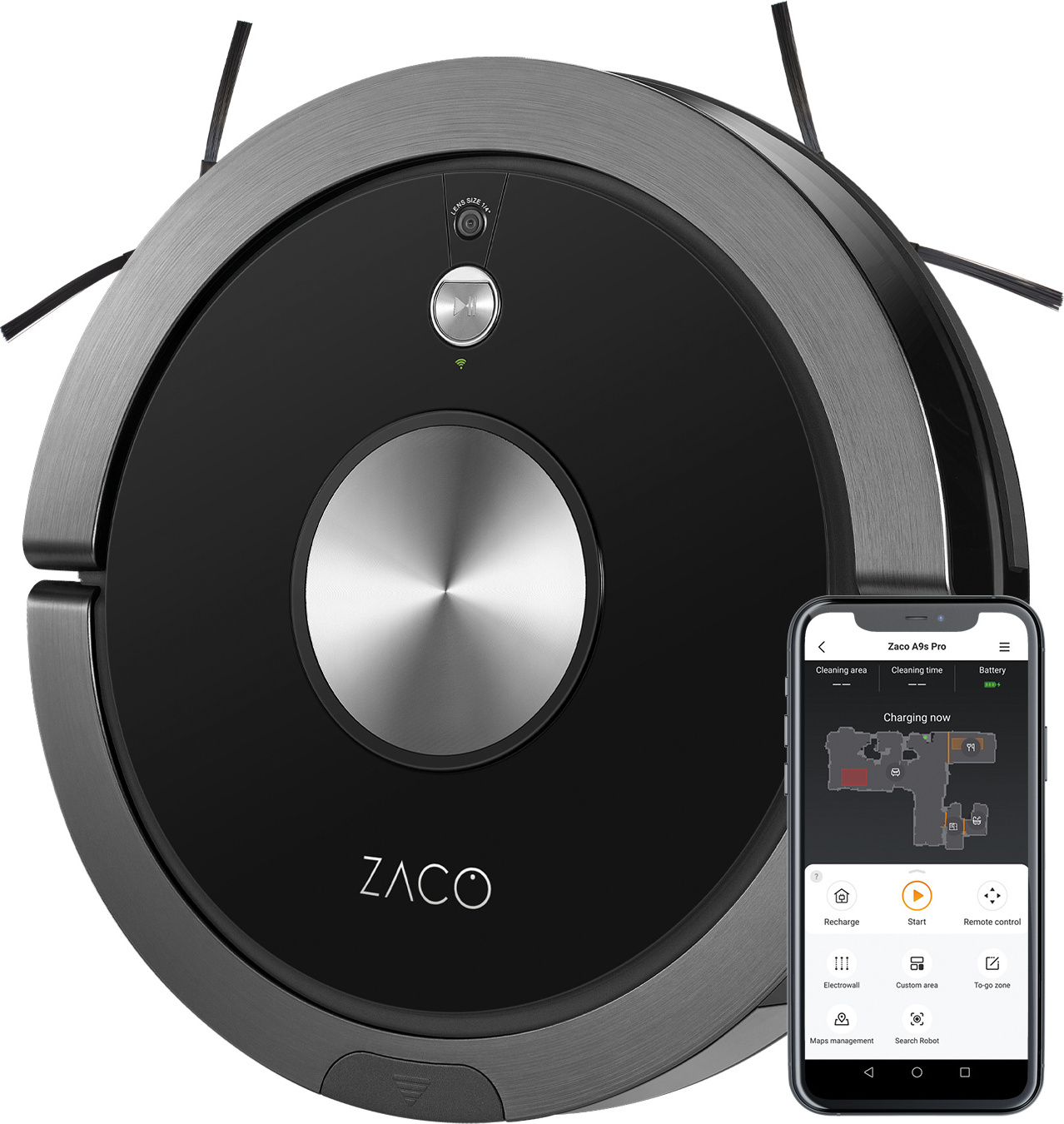 ZACO A9sPro Saugroboter mit Wischfunktion, flach, leise, für Hartböden & Teppich