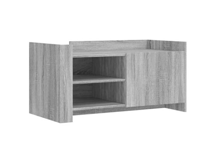 KMVXCVNM Couchtisch Grau Sonoma 100x50x50 cm Wohnzimmertisch Vielseitige Ablage mit Schranktür und flexibler Seitenmontage für ein aufgeräumtes Wohnzimmer.