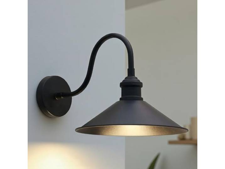 bamyum Champion Wandleuchte Innen aus Metall Schwarz, Wandlampe Innen, Wanddeko Wohnzimmer, Wandlampe Badezimmer, Wandleuchte Schlafzimmer, Deko Wohnzimmer, Wandlampe Groß, Leuchter, Wandleuchte