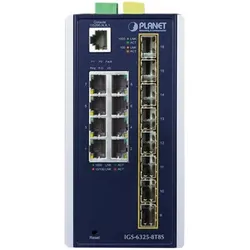 Planet IP30 Industrial L3 8-Port (8 Ports), Netzwerk Switch, Blau, Weiss