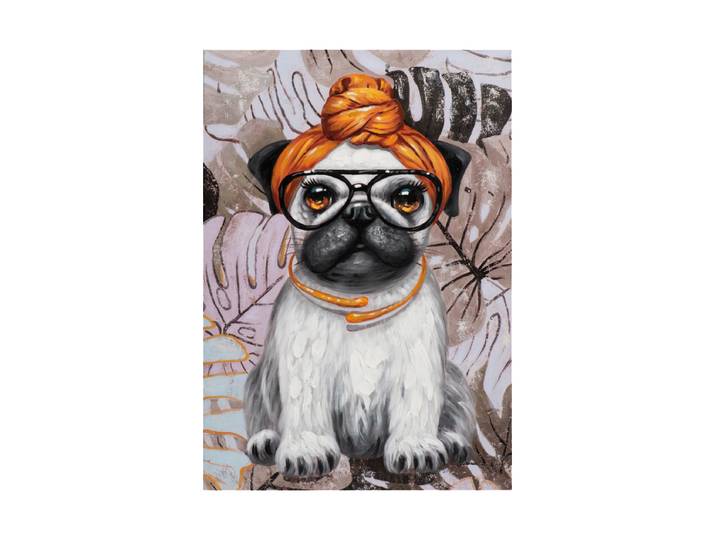 Handbemaltes Bild „Mops mit Tuch“ 70 x 100 cm Multicolor Crea Collection