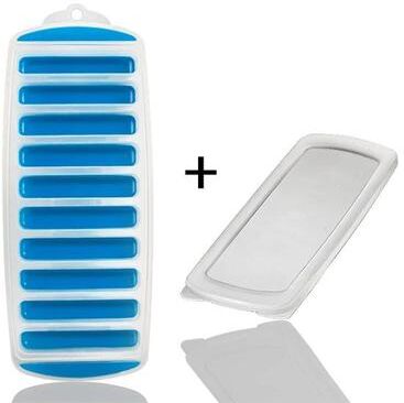 Inspire Curations Pop Out Ice Stick Tray With Lid Reusable Ice Cube Tray For Water Bottles blue