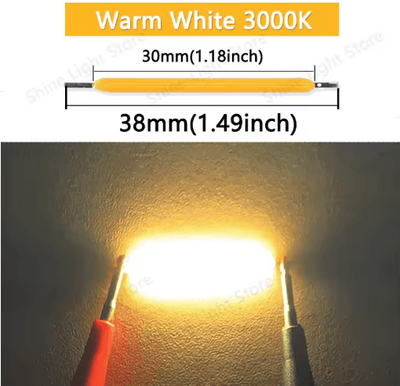 Inspire Picks LumiString 3V COB LED Filament 38mm For DIY & Decorative Lighting (101200pcs) warm White 3000k dc2.8 3.0v 600pcs