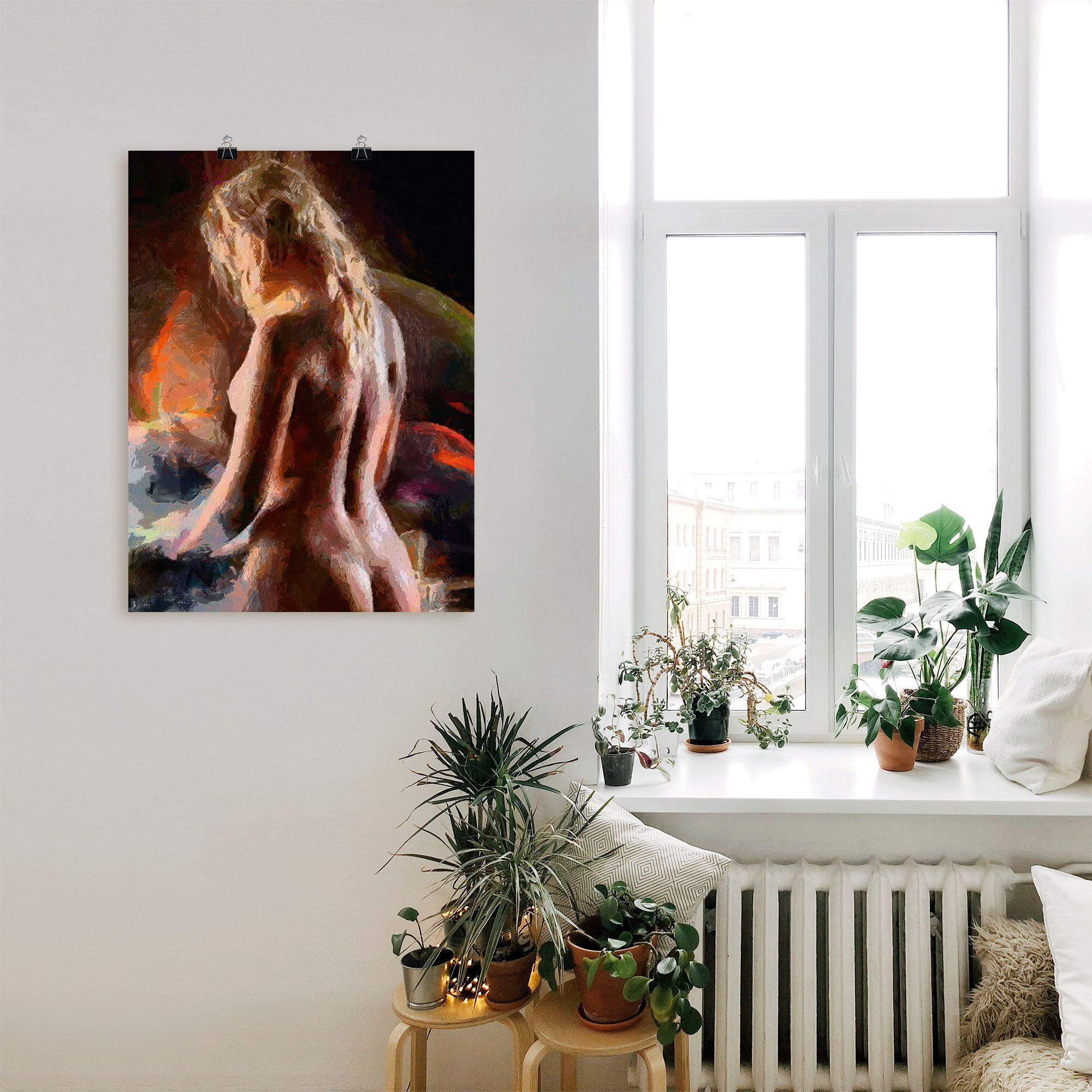 Poster ARTLAND "Nackt von hinten", braun (farbe bild(er): braun), B:90cm H:120cm, Bilder, Poster, ohne Rahmen farbe bild(er): braun B/H/T: 90cm x 120cm, Poster Erotische Bilder Hochformat, 1 Stk.