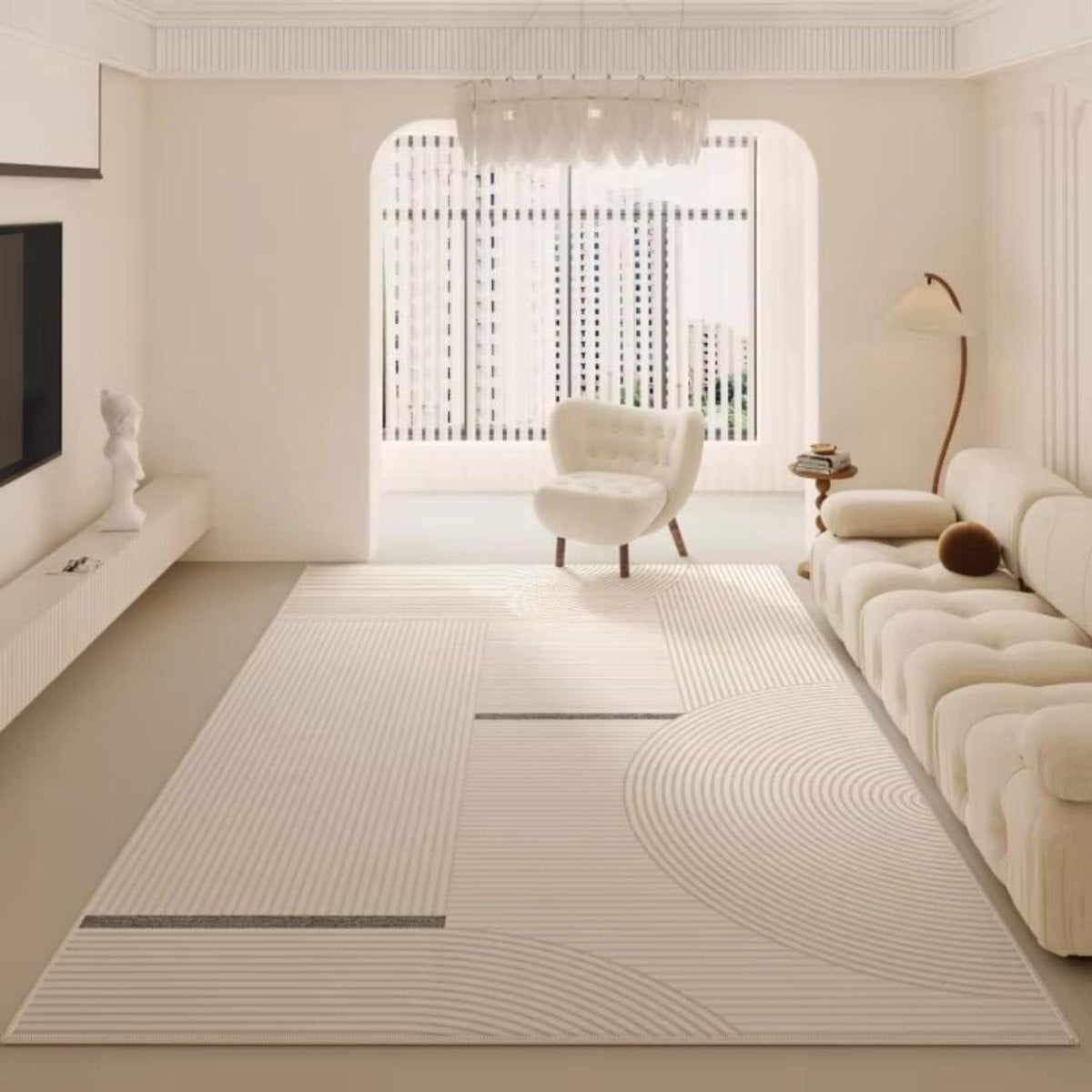 Pluche Vloerkleed Crèmekleurig - Zacht Rechthoekig Tapijt met Antislip Onderkant - 100 x 150 cm