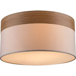 Decken Leuchte Flur Textil Schirm Lampe Holz beige FERNBEDIENUNG im Set inkl. RGB LED Leuchtmittel