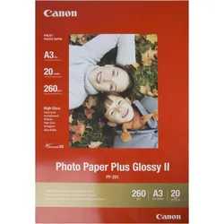 Canon PP-201 Plus Glossy II (265 g/m2, A3, 20 Stk.), Fotopapier, Weiss