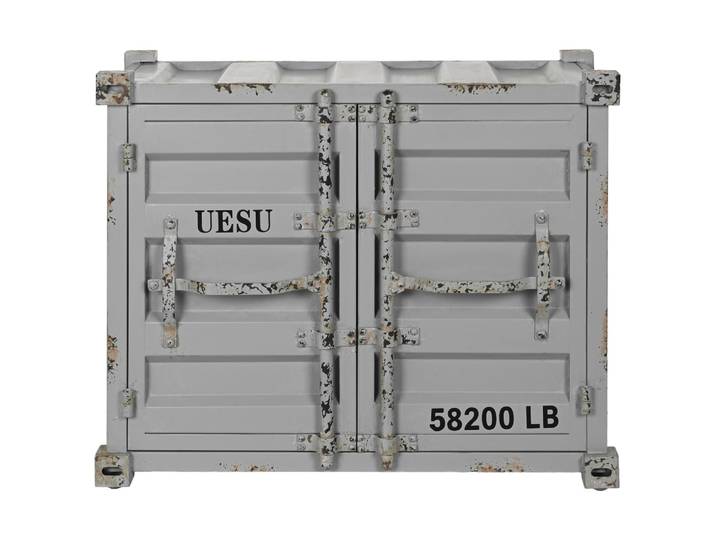 Meuble bar container en acier gris 77x41x64 cm