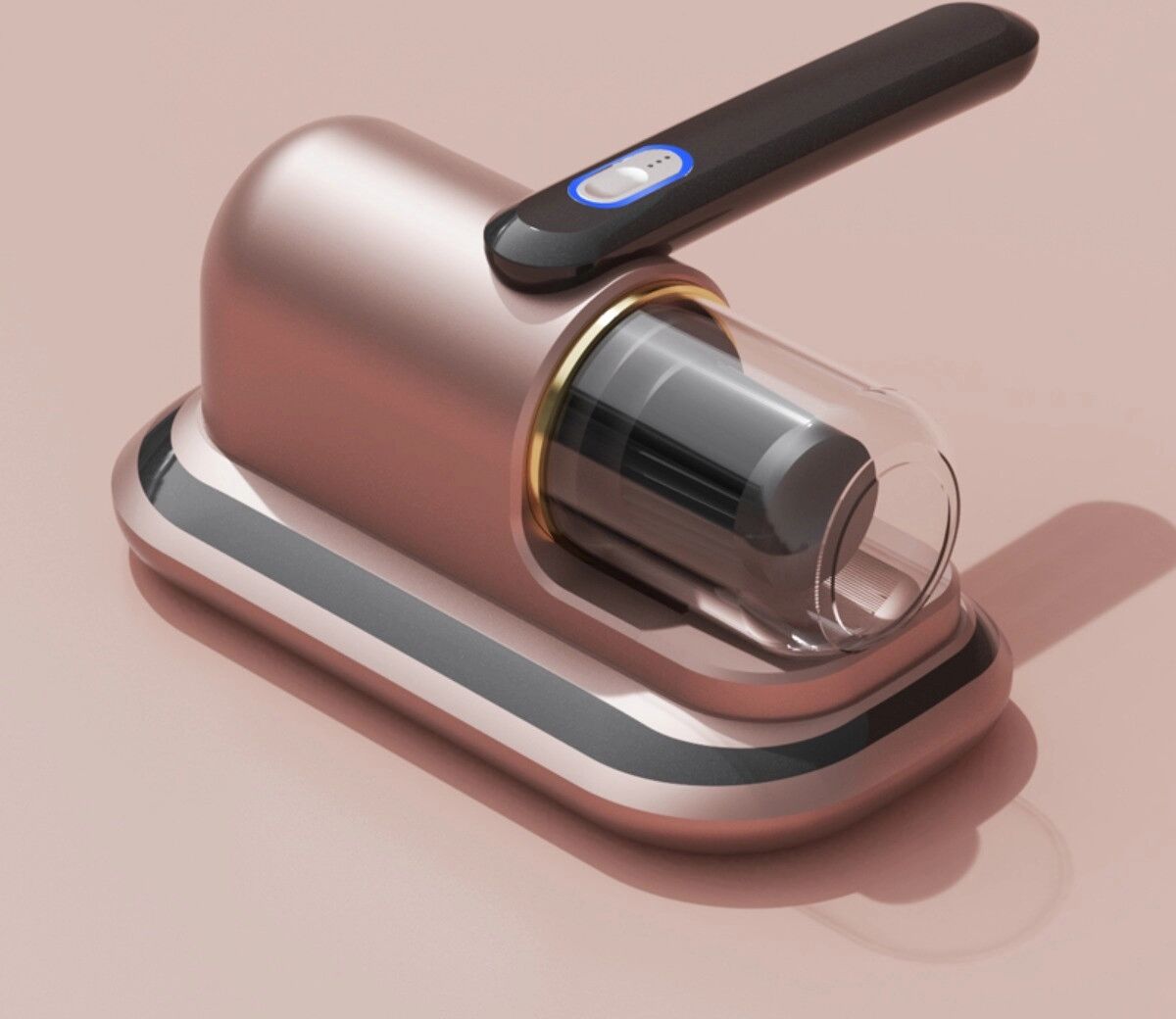 INF Kabelloser elektrischer Milbenstaubsauger mit 12V-Langlaufbatterie, UV-Sterilisierung und Ersatzfilter für Matratze und Sofa Gold