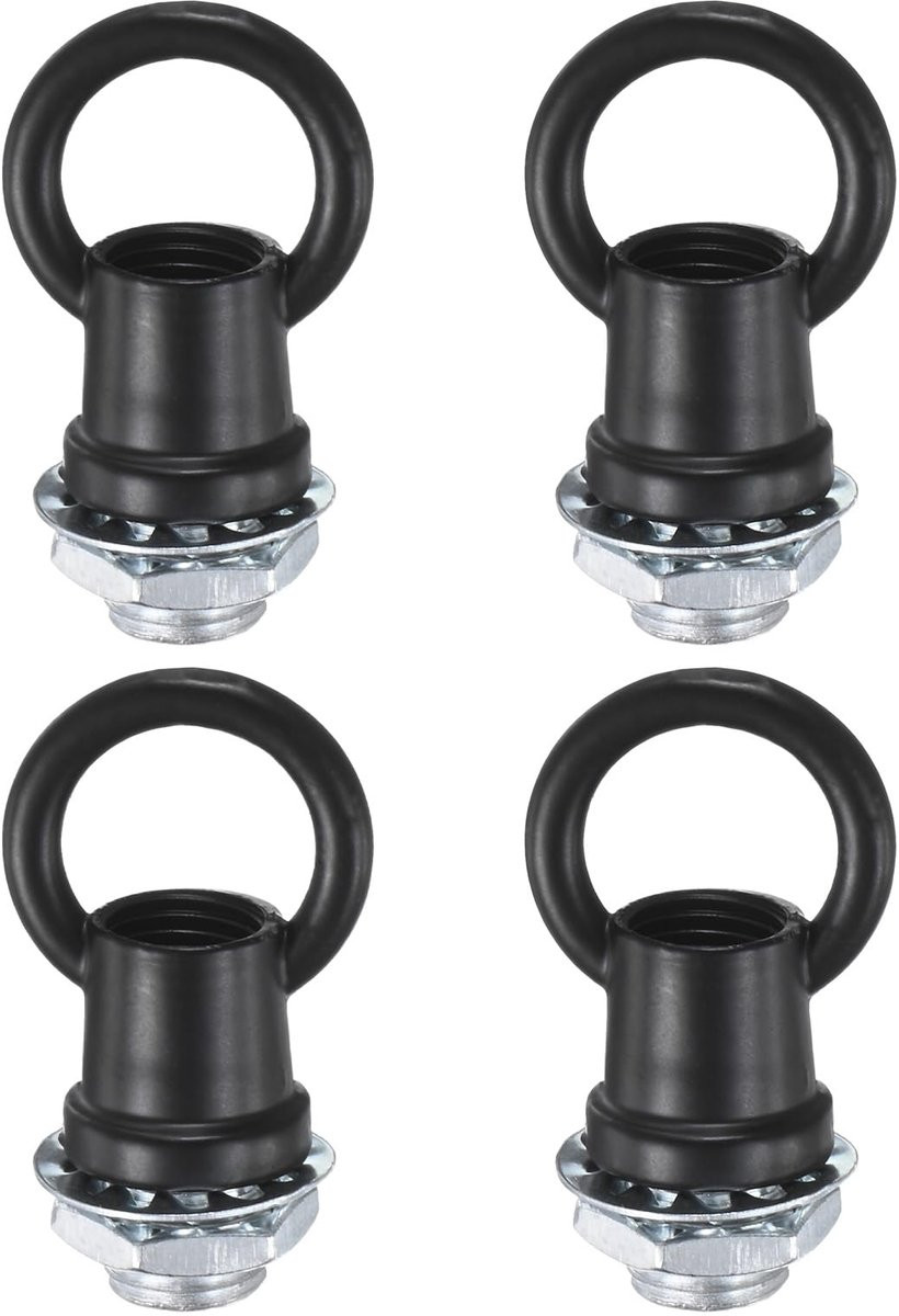 METERXITY Set van 4 lampophangingen met haakringmoeren, zwart, binnendiameter M10, maximale belasting 5 kg