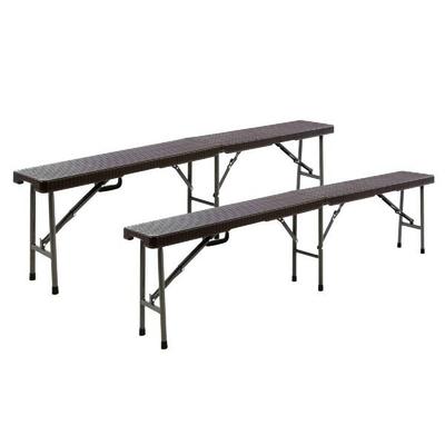 2er Set Klappbank Campingbank 180 cm braun
