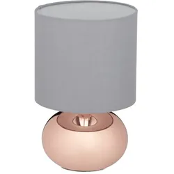 Relaxdays Nachttischlampe Touch Grau,Kupfer